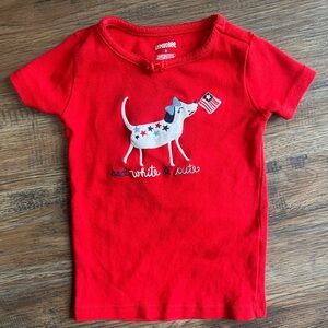 Gymboree Red July 4 ‘Red White & Cute’ Patriotic Dog and Flag Tee